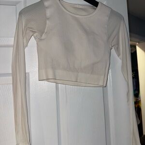 Lululemon Ebb to street Ribbed Long Sleeve Crop Top - White